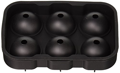 Product Cover Better Kitchen Products Ice Ball Maker, 6 Cavity Silicone Tray, 4.5cm Large Round Ice Balls for Whiskey, Bourbon, Drinks, Black