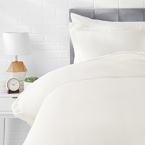 Product Cover AmazonBasics Microfiber 2-Piece Quilt/Duvet/Comforter Cover Set - Single, Cream - with Pillow Cover