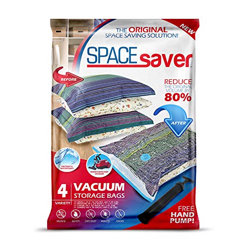Product Cover Spacesaver Premium Vacuum Storage Bags. 80% More Storage! Hand-Pump for Travel! Double-Zip Seal and Triple Seal Turbo-Valve for Max Space Saving! (Variety 4)