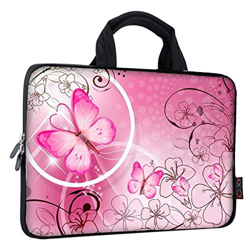 Product Cover ICOLOR 14 15 15.4 15.6 inch Laptop Handle Bag Computer Protect Case Pouch Holder Notebook Sleeve Neoprene Cover Soft Carring Travel Case for Dell Lenovo Toshiba HP Chromebook ASUS Acer Pink ICB-10