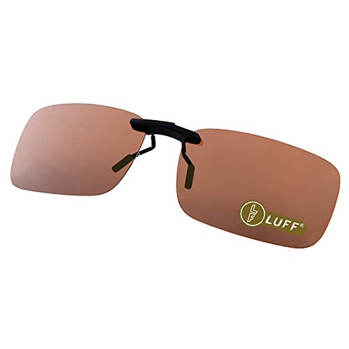 Product Cover LUFF Polarized Unisex Clip on Sunglasses for Prescription Eyeglasses-Good Clip Style Sunglasses for Myopia Glasses Outdoor/Driving/Fishing (Brown)