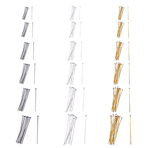 Product Cover PandaHall Elite 1740 Pcs 6 Size 3 Color Iron Headpins Jewelry Making Findings(40mm, 35mm, 28mm, 22mm, 20mm, 16mm)