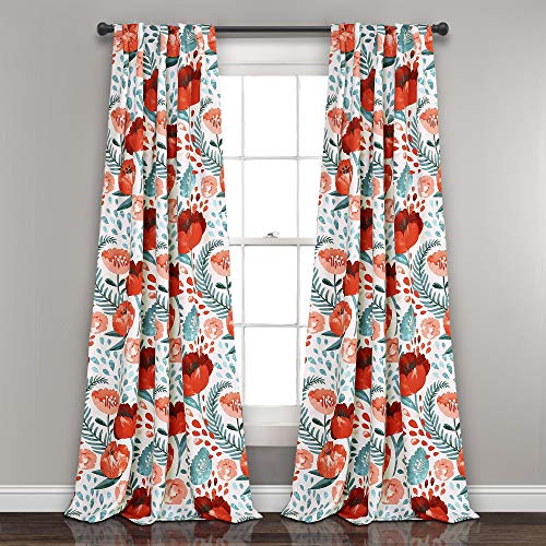 Product Cover Lush Decor Poppy Garden Curtains Room Darkening Window Panel Set for Living, Dining, Bedroom (Pair), 84