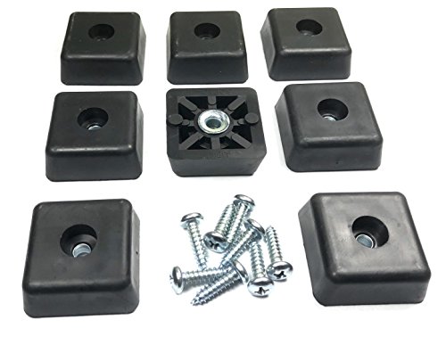 Product Cover 8 Large Square Rubber Feet Foot Bumpers w/Screws- .590 H X 1.500 W - Made in USA - USA