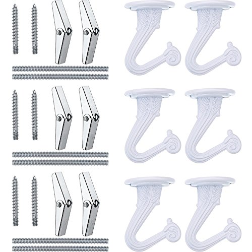 Product Cover BBTO Swag Ceiling Hooks and Hardware Set, Swag Hooks with Steel Screws/Bolts and Toggle Wings for Ceiling Installation Cavity Wall Fixing (6)