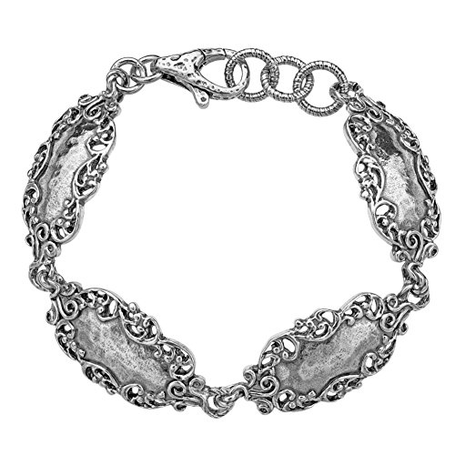 Product Cover 925 Sterling Silver Lace Station Bracelet by Paz Creations Fine Jewelry, Made in Israel