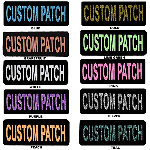 Product Cover Dogline Custom Patch with Glitter Letters for Dog Vest Harness or Collar Customizable Bling Text Personalized Patches with Hook Backing Name Agility Service Dog ESA 2 Patches C Pink Text