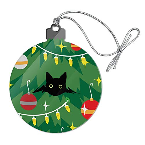 Product Cover GRAPHICS & MORE Black Cat Hiding in Christmas Tree Acrylic Christmas Tree Holiday Ornament