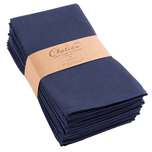Product Cover KAF Home Chateau Easy-Care Cloth Dinner Napkins - Set of 12 Oversized (20 x 20 inches) - Navy Blue