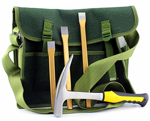 Product Cover Rockhound & Rock Mining Kit w/Rock Pick Hammer, 3 Chisels, Musette Bag (5-Piece Set)