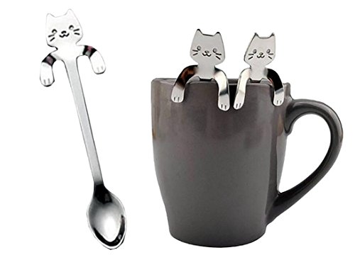 Product Cover YJYdada 1 Piece Cute Cat Spoon Long Handle Spoons Flatware Drinking Tools Kitchen Gadget