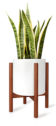 Product Cover Mkono Plant Stand Mid Century Wood Flower Pot Holder Display (Plant and Pot NOT Included) Potted Rack Rustic Decor, Up to 10 Inch Planter, Brown