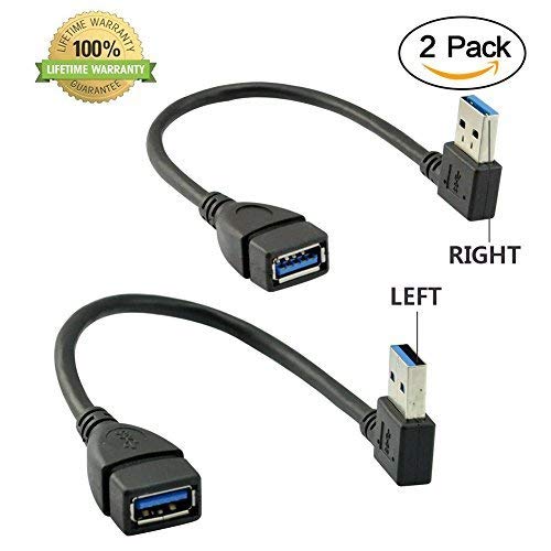 Product Cover SuperSpeed USB 3.0 Male to Female Extension Data Cable Left and Right Angle 2PCS by Oxsubor(20CM,8IN)