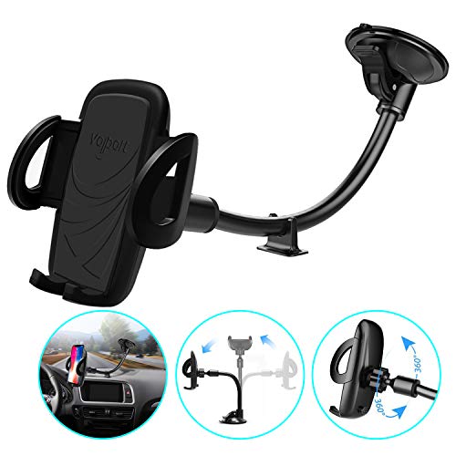 Product Cover Windshield Phone Mount, Volport Universal Windscreen Dashboard Long Arm Window Car Cradle Suction Cup Phone Holder Stand for iPhone XS Max XR X 8 8 Plus 7 6 6S Samsung Galaxy S10 S9 S8 S7 Google Pixel