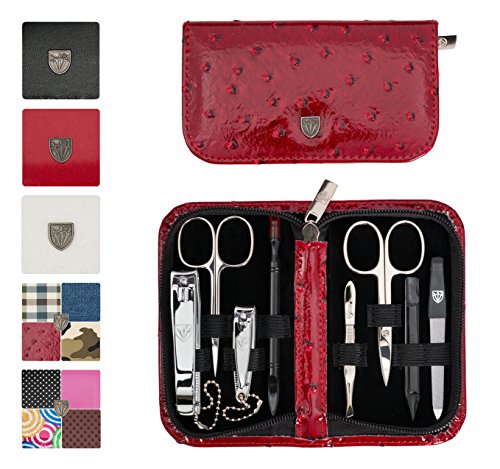 Product Cover 3 Swords Germany - brand quality 8 piece manicure pedicure grooming kit set for professional finger & toe nail care scissors clipper fashion leather case in gift box, Made in Solingen Germany (xxxxx)