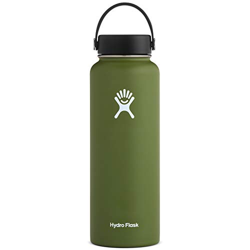 Product Cover Hydro Flask Water Bottle - Stainless Steel & Vacuum Insulated - Wide Mouth with Leak Proof Flex Cap - 40 oz, Olive