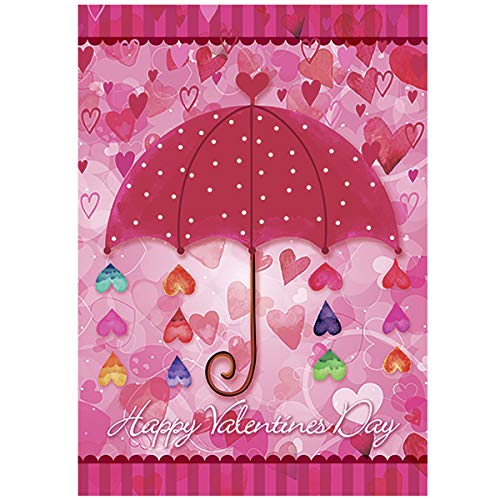 Product Cover Morigins Romantic Love Rain Decorative Valentine's Day House Flag 28 x 40 Inch Double Sided