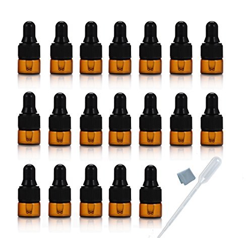 Product Cover Simple-e - 50pcs 1ml (1/4 Dram) Amber Mini Glass Bottle 1cc Amber Sample Vial Small Essential Oil Bottle with Glass Eye Dropper + 1pc Glass Clean Cloth + 1pc 1ml Dropper