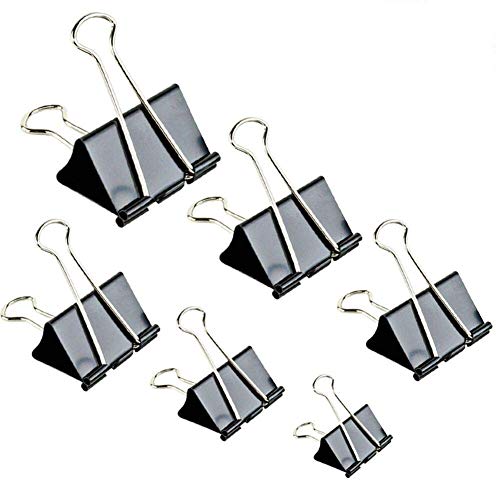 Product Cover Binder Clips Paper Clamp for Paper-130 Pcs Clips Paper Binder Assorted Sizes (Black)