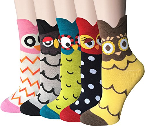 Product Cover Chalier 5 Pairs Womens Funny socks Cozy Cute Printed Patterned Fun Socks Novelty Cat Socks for Women Gifts
