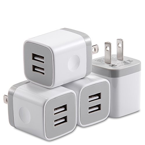 Product Cover X-EDITION USB Wall Charger,4-Pack 2.1A Dual Port USB Cube Power Adapter Wall Charger Plug Charging Block Cube for Phone 8/7/6 Plus/X, Pad, Samsung Galaxy S5 S6 S7 Edge,LG, Android (White)