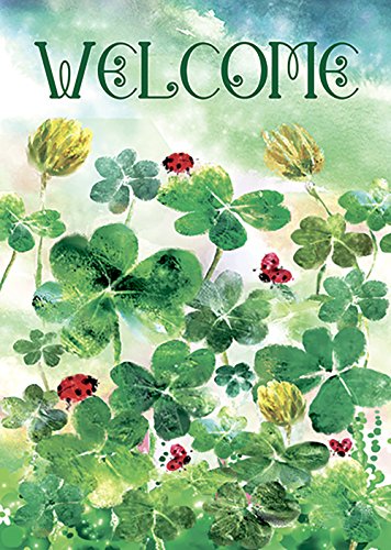 Product Cover Morigins Welcome Clover Garden Decorative St.Patrick's Day Double Sided House Flag 28x40 inch