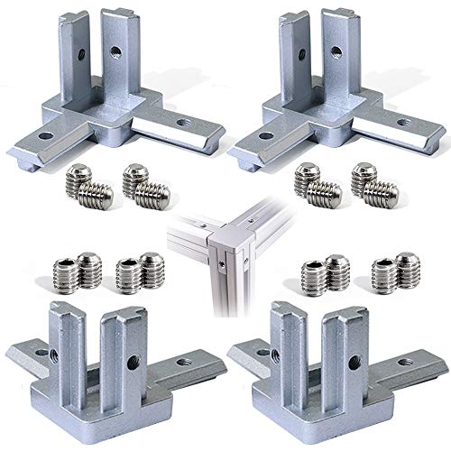 Product Cover Boeray 3-Way End Corner Bracket Connector for European Standard Aluminum Extrusion Profile 2020 Series Slot 6mm Pack of 4 with Screws
