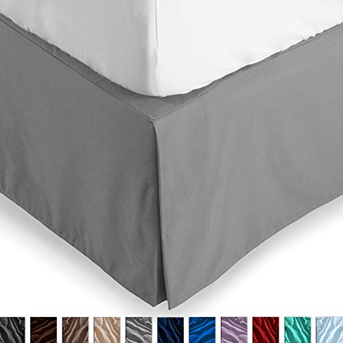 Product Cover Bare Home Kids Bed Skirt Double Brushed Premium Microfiber, 15-Inch Tailored Drop Pleated Dust Ruffle, 1800 Ultra-Soft, Shrink and Fade Resistant (Twin, Light Grey)