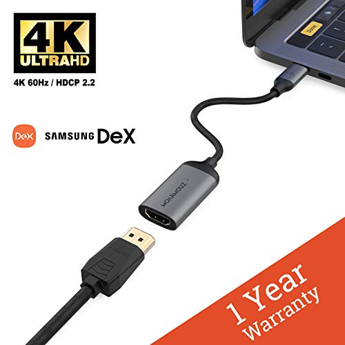 Product Cover MoArmouz USB-C to HDMI Adapter (4K@60Hz) [Thunderbolt 3] for MacBook Pro 2019-2016, MacBook Air 2019-2018, Surface Pro X/7,Book 2, Surface Go, Dex Mode Note10/Note10+/S10/S10+/Tab S6/S9/S9+/Note 9