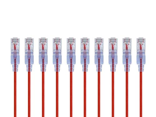 Product Cover Monoprice 10-Pack SlimRun Cat6A Ethernet Network Patch Cable 10G 2ft Red