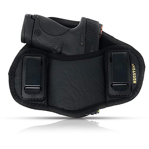 Product Cover Tactical Pancake Gun Holster Houston - ECO Leather Concealed Carry Soft Material | Suede Interior for Protection | IWB | Right Hand | Fit: Glock 19 23 32 26 27 33 30 | M&P Shield, XDs, Taurus PT111