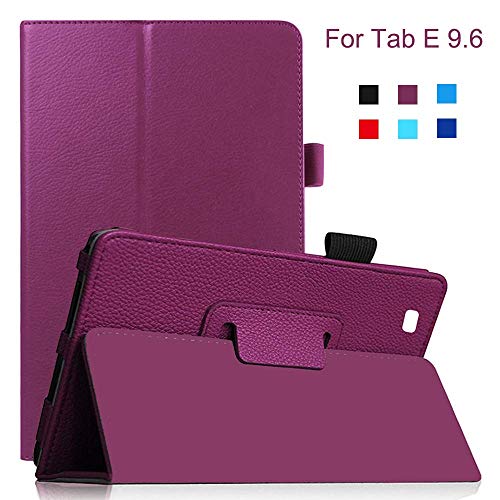 Product Cover Samsung Galaxy Tab E 9.6 Case, EAGKORD PU Leather Smart Folio Stand Case Cover for Galaxy Tab E 9.6 Inch SM-T560 T561 T565 and SM-T567V 4G LTE Version - Purple [NOT FIT TAB E 8.0 Inch Tablet]