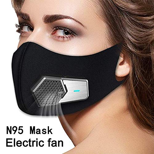 Product Cover Smart Electric Masks Fresh Air Purifying Mask Anti Pollution Mask N95 for Exhaust Gas, Pollen Allergy, PM2.5, Running, Cycling and Outdoor Activities (Black, mask)