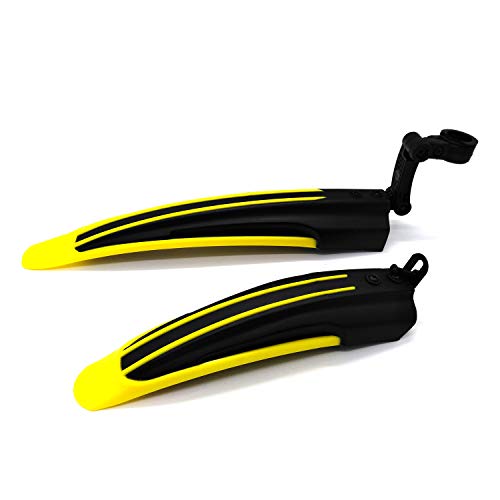 Product Cover BlueSunshine Adjustable Road Mountain Bike Bicycle Cycling Tire Front/Rear Mud Guards Mudguard Fenders Set (Yellow + Black)