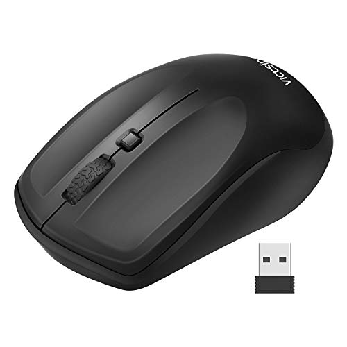 Product Cover VicTsing Wireless Mouse for Laptop, Portable Ergonomic Mouse- Match Your Hand Better, 3 Adjustable DPI Levels, Power On-Off Switch, Up to 18 Months Battery Life, USB Computer Mouse for both Hand-Black