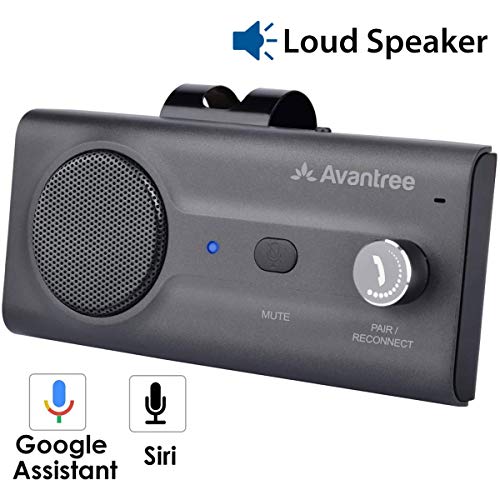 Product Cover Avantree CK11 Hands Free Bluetooth for Cell Phone Car Kit, Loud Speakerphone, Siri Google Assistant Support, Motion AUTO ON, Volume Knob, Wireless in Car Handsfree Speaker with Visor Clip - Titanium