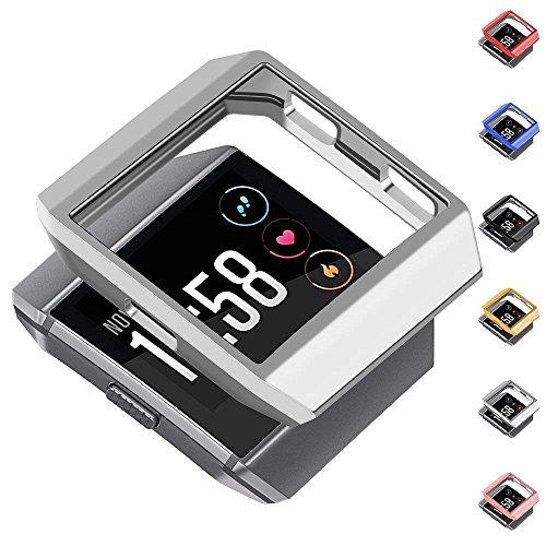 Product Cover greatgo Compatible Fitbit Ionic Case Protector Soft Shock Proof Protective Slim Frame Durable Cover Accessories for Ionic smartwatch Women Men (Classic Silver)