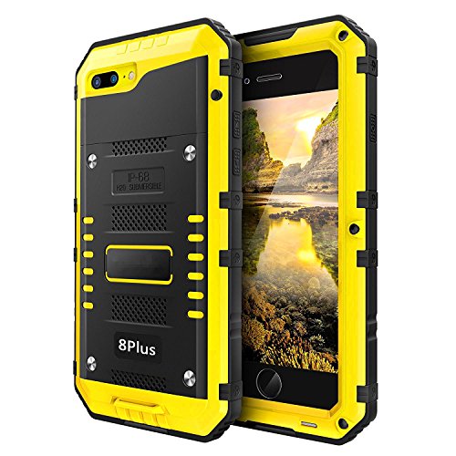 Product Cover iPhone 8 Plus / 7 Plus Waterproof Case Heavy Duty with Built-in Screen Full Body Protective Shockproof Drop Proof Hybrid Hard Cover Military Outdoor Sport for Apple iPhone 8 Plus / 7 Plus (Yellow)