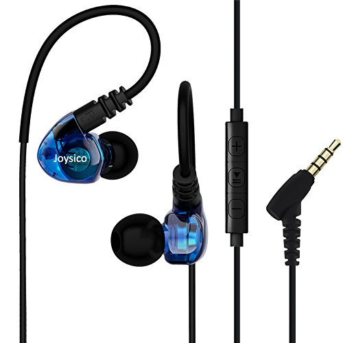 Product Cover Joysico Sports Headphones Wired Over Ear In-ear Earbuds for Kids Women Small Ears, Earhook Earphones for Running Workout Exercise Jogging, Ear Buds with Microphone and Volume for Cell Phones MP3 Blue
