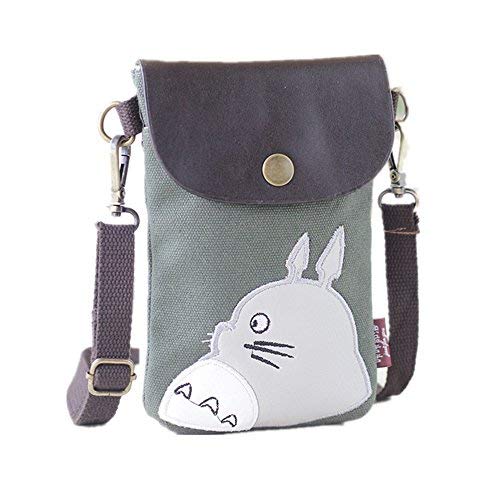 Product Cover Abaddon Canvas Small Cute Crossbody Cell Wallet Bag Phone Purse with Shoulder Strap (greem totoro)
