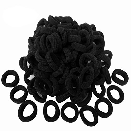 Product Cover Lintopos Elastic Hair Bands Ties Girl, Small Size Rubber Band Ponytail Holders (100 PCS Black)