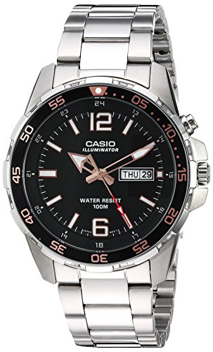 Product Cover Casio Men's Super Illuminator Quartz Watch with Stainless-Steel Strap, Silver, 21 (Model: MTD-1079D-1A3VCF)
