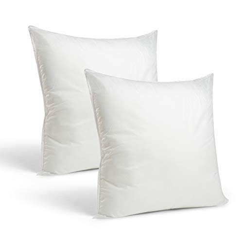Product Cover Set of 2-22 x 22 Premium Hypoallergenic Stuffer Pillow Inserts Sham Square Form Polyester, Standard/White - Made in USA