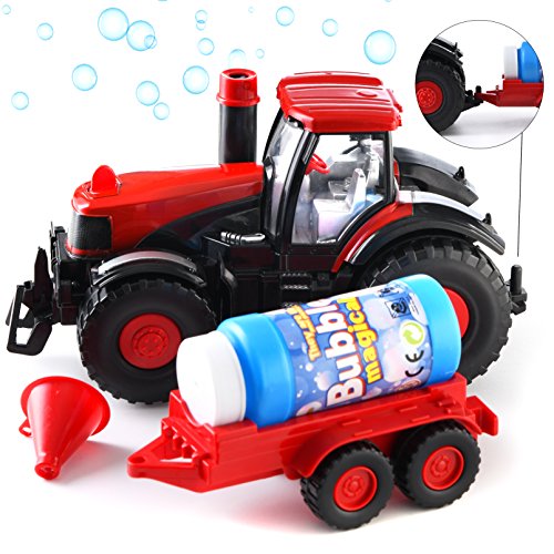 Product Cover Prextex Bump & Go Bubble Blowing Farm Tractor Truck with Lights Sounds and Action Fun Toy and Gift for Kids