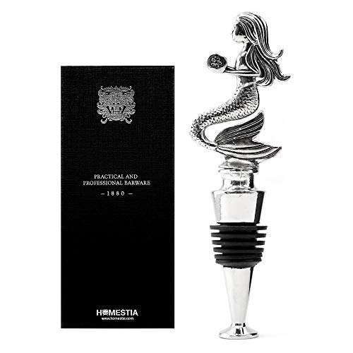 Product Cover Homestia Mermaid Wine Bottle Stopper Stainless Steel Silicone Reusable Beverage Bottle Stopper