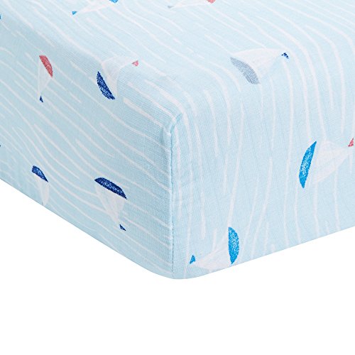 Product Cover Aden by aden + Anais Classic Crib Sheet, 100% Cotton Muslin, Super Soft, Breathable, Tailored Snug Fit, Making Waves - Sailboats