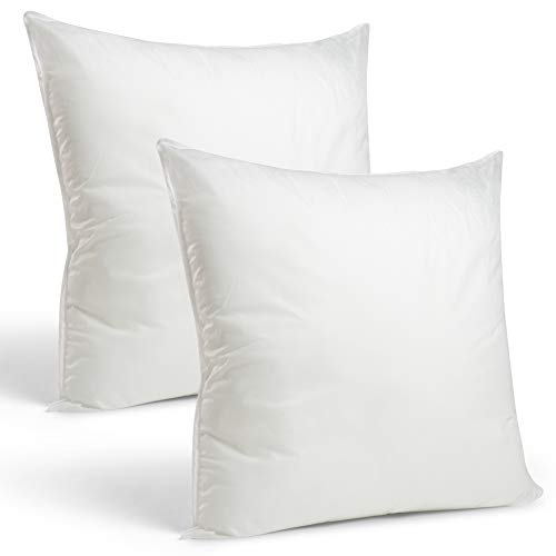 Product Cover Set of 2-26 x 26 Premium Hypoallergenic European Sleep Pillow Inserts Sham Square Form Polyester, Standard/White - Made in USA