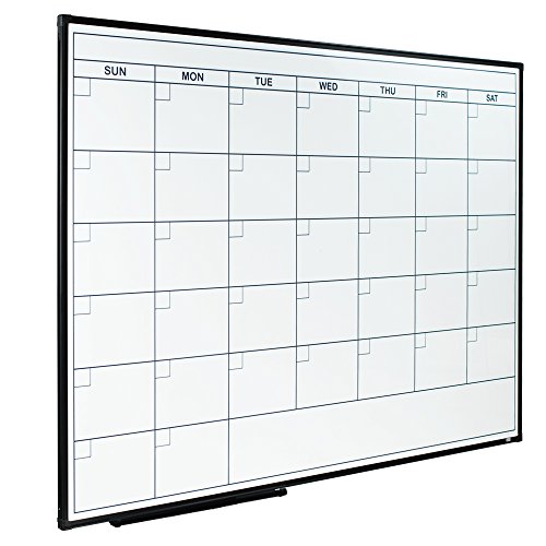 Product Cover Lockways Dry Erase Calendar Whiteboard, Magnetic White Board Calendar Monthly 48 X 36 Inch, Ultra-Slim Black Aluminium Frame