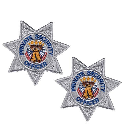 Product Cover 2 Pack - Private Security Guard, Officer Shoulder Patch Embroidered Star Shape, Silver