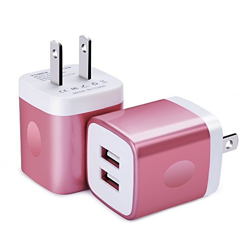 Product Cover Wall Charger, FiveBox 2Pack Dual Port USB Wall Charger Brick 2.1A Phone Charger Cube Charging Block Plug Charger Box Charging Base for iPhone X/8/6/6s/7 Plus, iPad, Samsung S9 S8 S7 S6, Android, LG